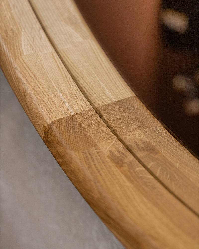 Linea Oak - ø100cm kapsalonspiegel van eikenhout